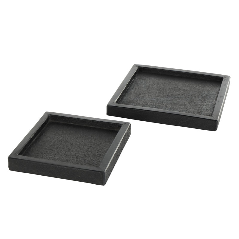 Ensemble de plateaux noirs Violanda, H 1,35 po x l 10,20 po x P 10,10 po