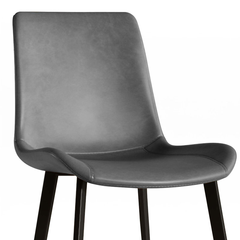 Ensemble de 4 chaises de salle à manger en similicuir, Gris, Noir