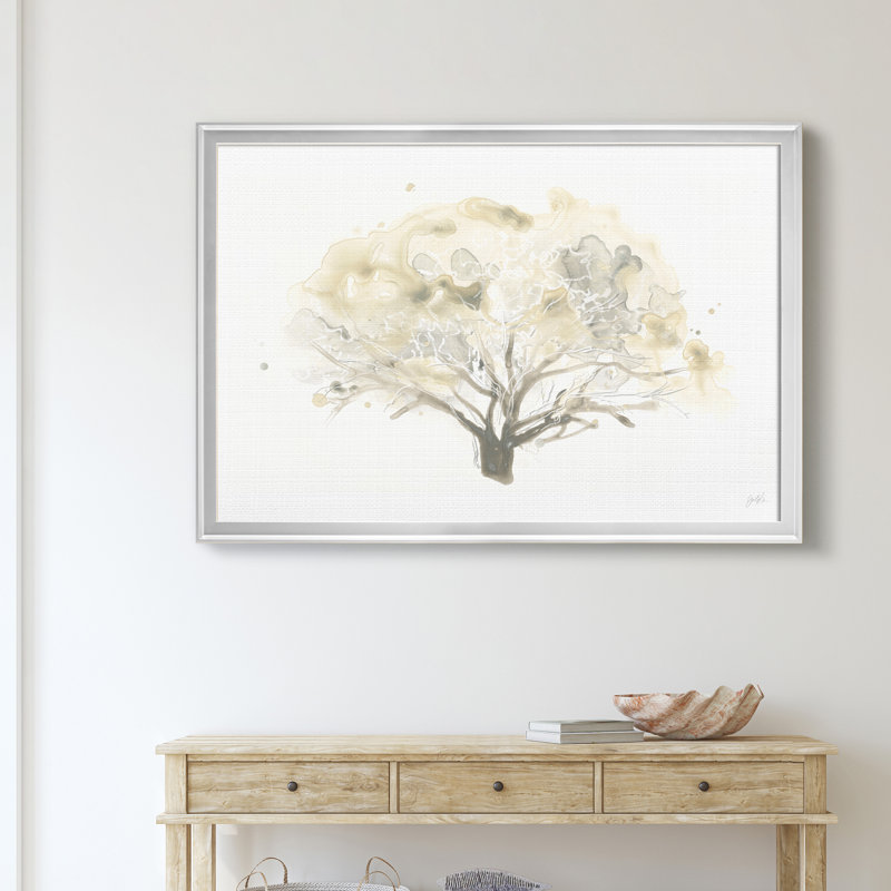 Neutre Arbor II - reproduction d'art sur toile encadrée, H 26,5 po x l 36,5 po x P 1,5 po, Argent