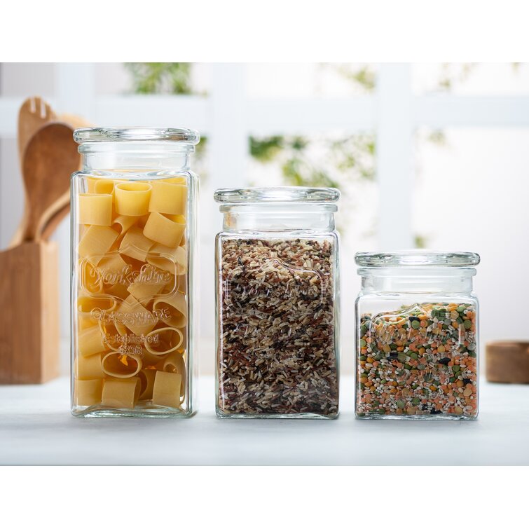 SET OF 4 Custom Glass Canisters, Airtight Pantry Food Storage Jars, Sugar Flour  Jar, Kitchen Organization Storage, Countertop Decor 