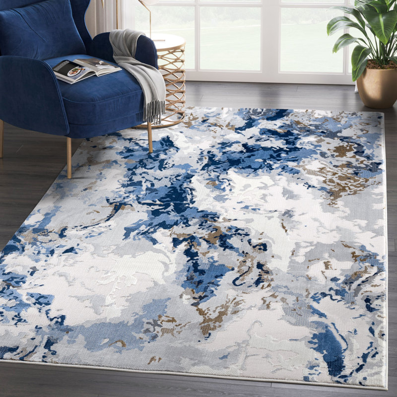 Tapis abstrait gris Valery Reg100A, Rectangle 5 pi 3 po x 7 pi 6 po