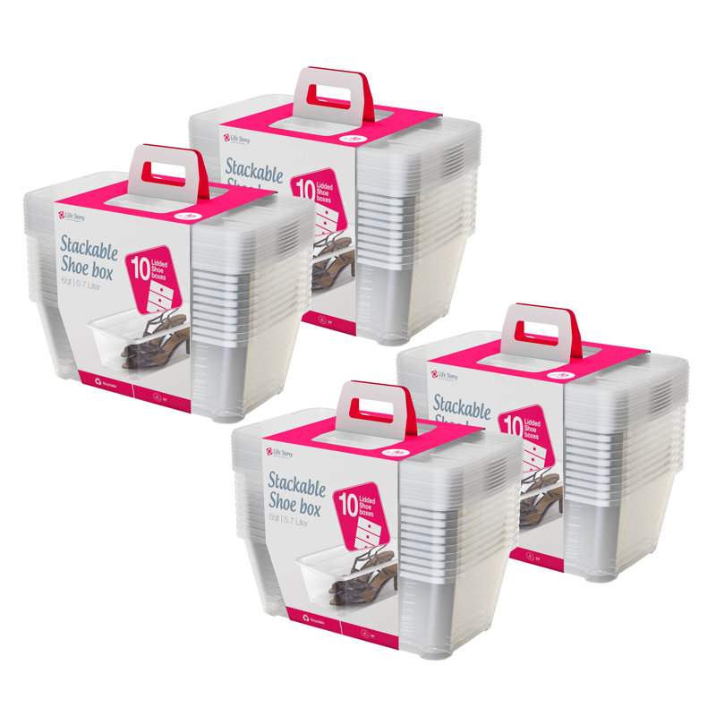 Life Story 5.7L Shoe and Closet Storage Box Stacking Containers, Clear, 40