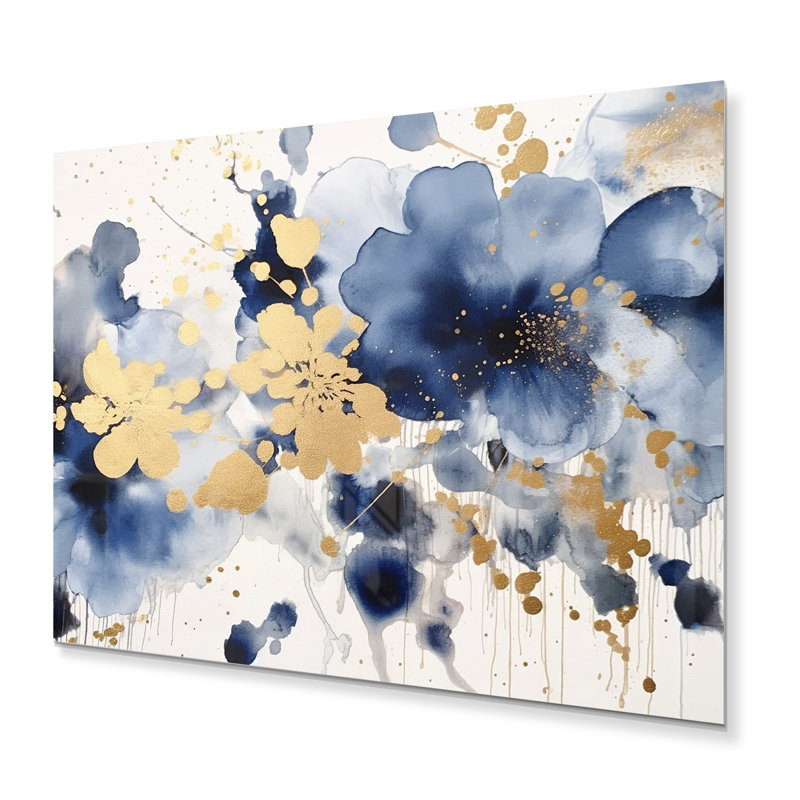 Décoration murale en métal bleu et lilas lilas, H 24 po x l 32 po x P 1 po