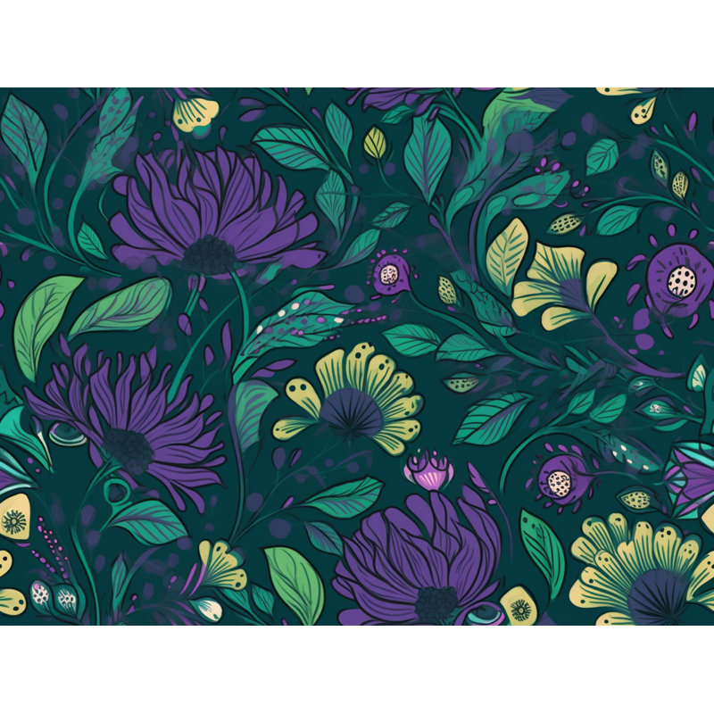 Machine Printed Comforter, Twin Comforter, Green/Purple Floral