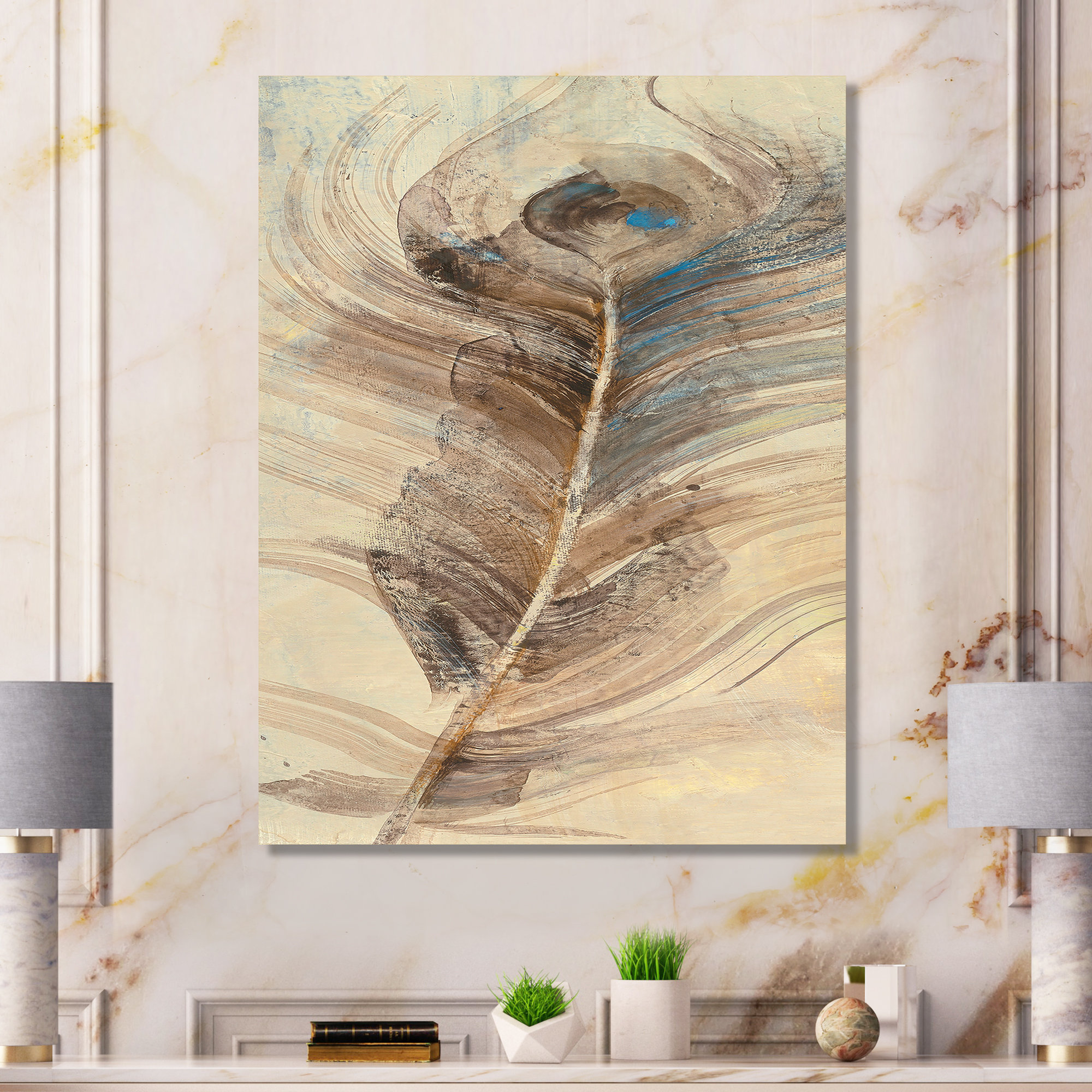 east urban home feather natural elements - wrapped canvas painting