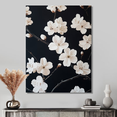 Branche de fleurs ivoire I - Décoration murale florale en métal