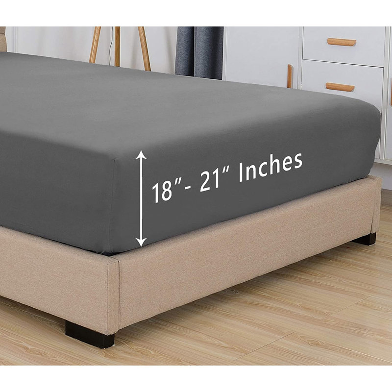 Latitude Run® Cotton 1500 Thread Count Fitted Sheet, California king, Gray