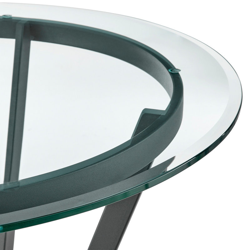 Dillbeck Round Glass Top Metal Base Dining Table