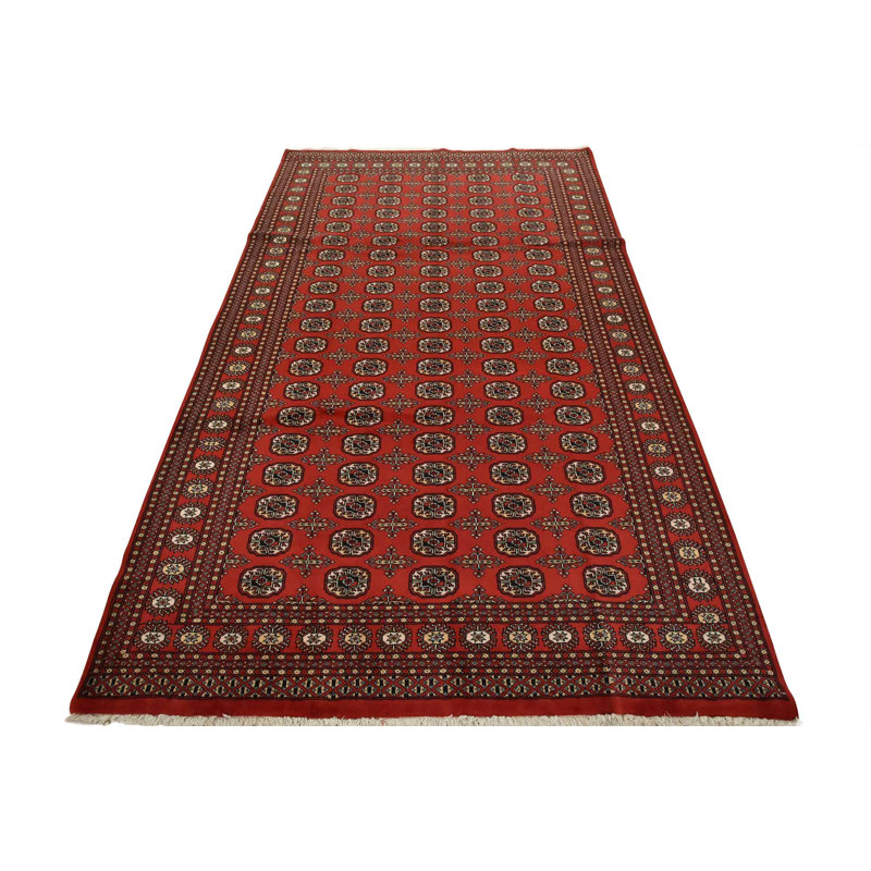 Tapis oriental rouge en laine noué à la main 6 pi 5 po x 10 pi Bokhara