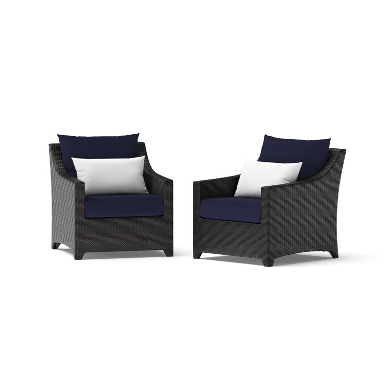 Chaise de patio avec coussins Sunbrella Fionnula, Toile bleu marine Sunbrella®