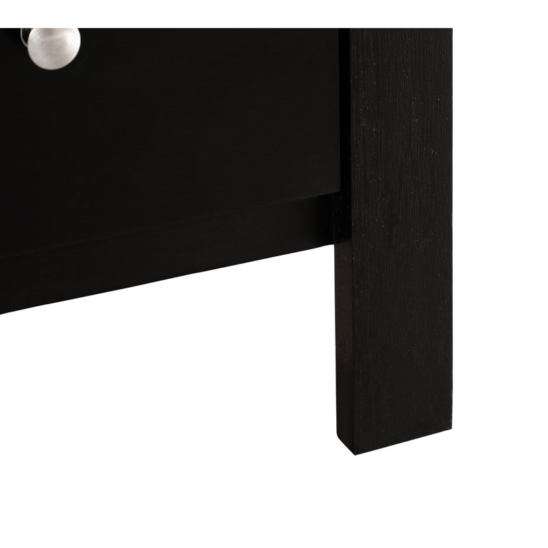 Commode de chambre à coucher en noir - Placage de bois massif, guides en métal, coffre de fabrication en panneau de particules: avec et supports centrés