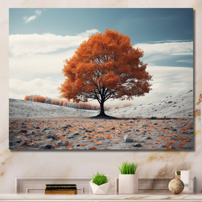«Red Tree Autumn Whispers - Landscape Trees», reproduction d'art sur toile