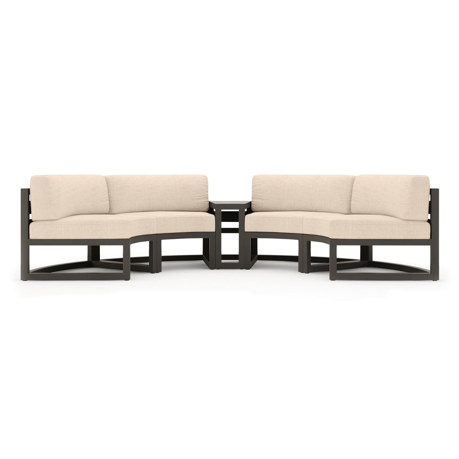 Bergeron Outdoor Curved Patio Sectional with Sunbrella Cushions, Canvas Flax Sunbrella® Canvas, Slate