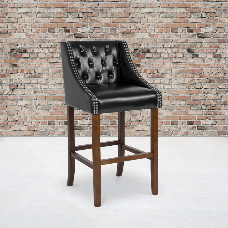 Tabouret de bar touffeté Desaria, Noir, Tabouret de bar (siège d'une hauteur de 30 po)