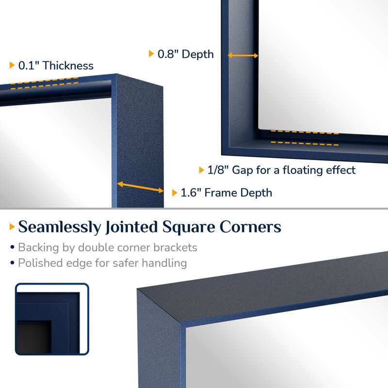 Stemn Framed Bathroom Vanity Mirror Accent Mirror, 48" x 36", Blue