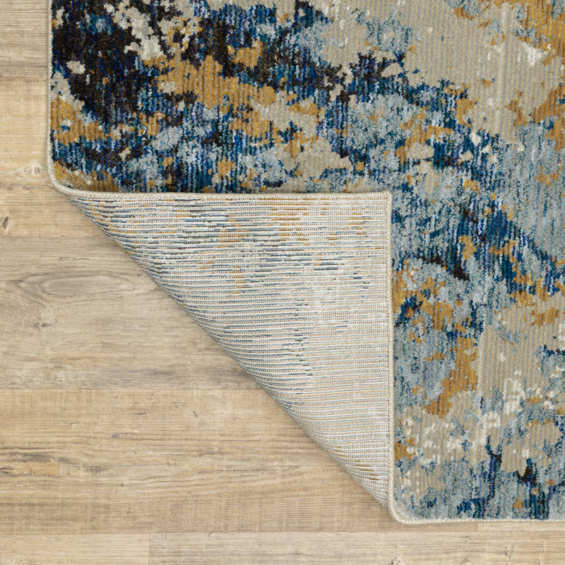 Tapis bleu abstrait Ronny, Rectangle 7 pi 10 po x 10 pi 10 po