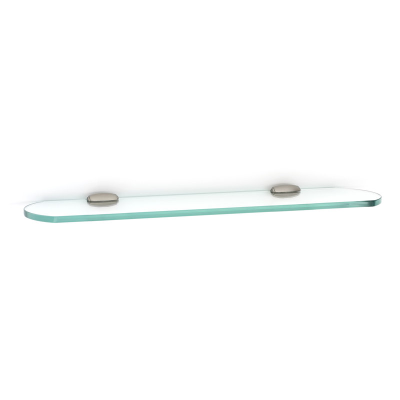 18'' Beveled Glass Wall Shelf with Satin Nickel Brackets