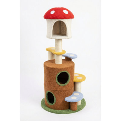 Mushroom Cat Tree With Large Condo Platform Ladder