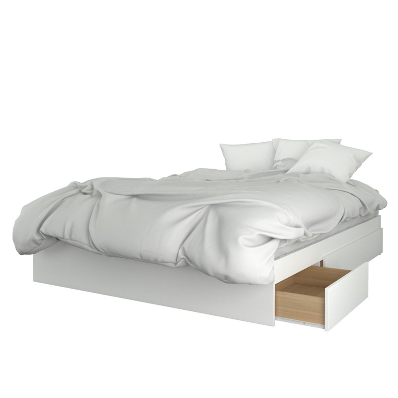 Lit plateforme avec rangement Bourquin, Grand, Gris
