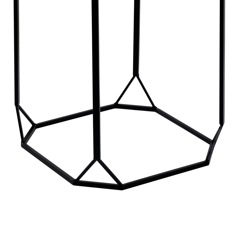 Black Metal Nesting End Table for Living Room Furniture, Mirror Top Nest of Side Tables,Accent Table