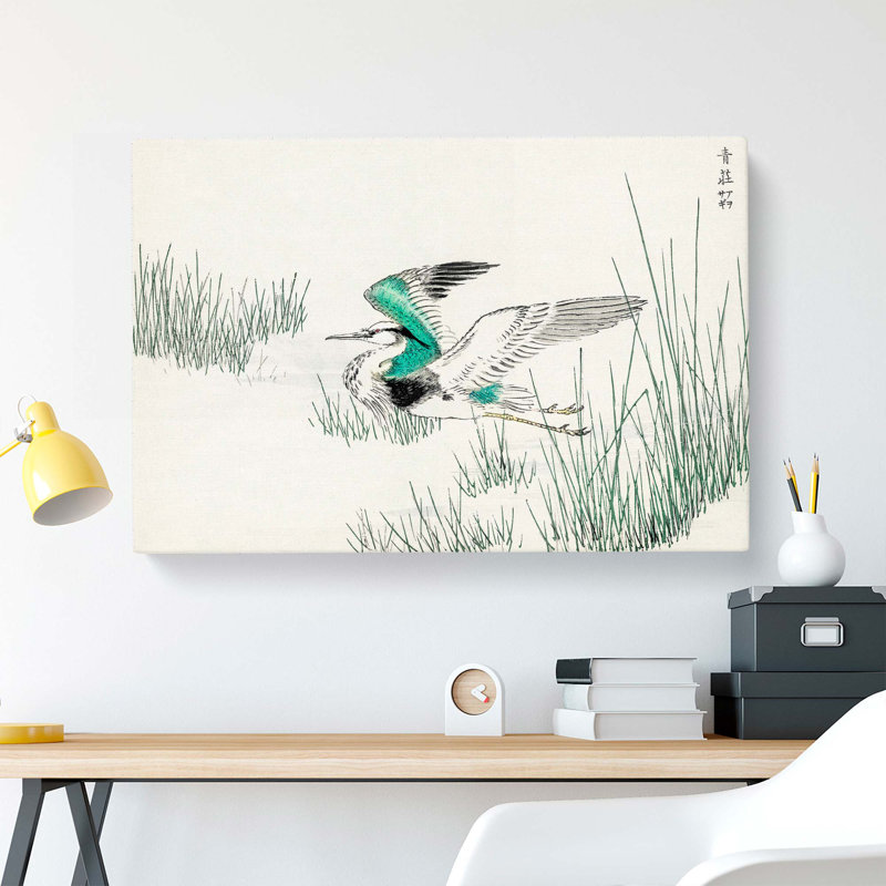 Grey Heron In Flight by Numata Kashu - Wrapped Canvas Painting, 50cm H x 76cm W x 3cm D