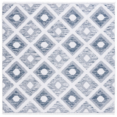 Tapis géométrique bleu marine / ivoire Tignall