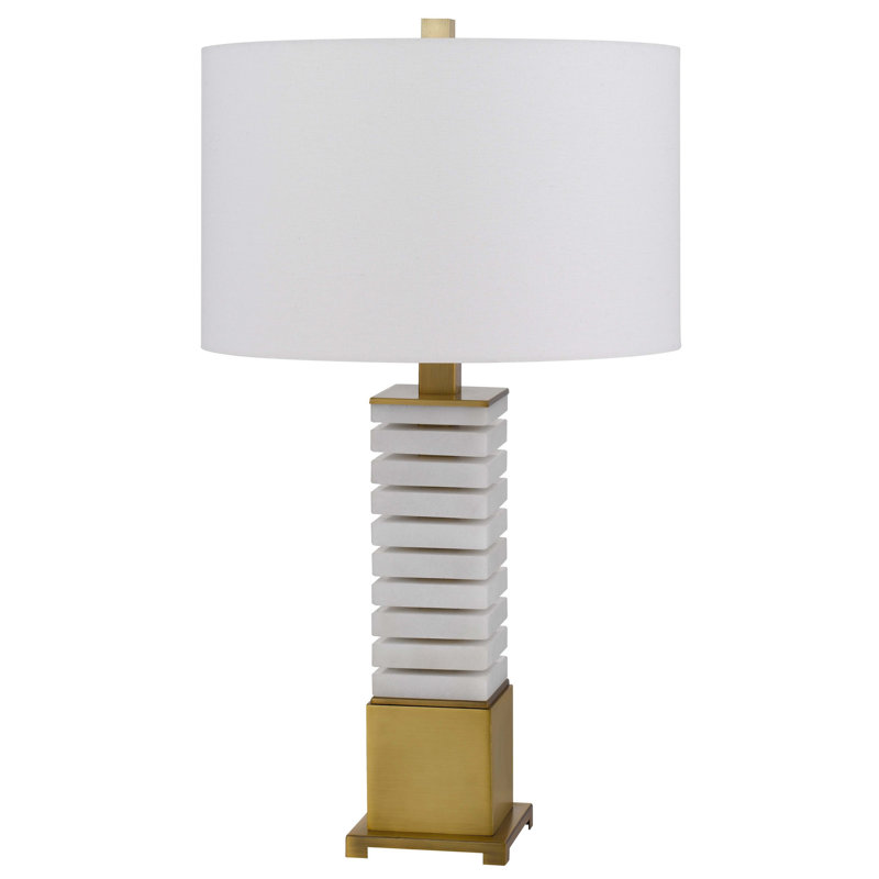 Lampe de table en métal et marbre