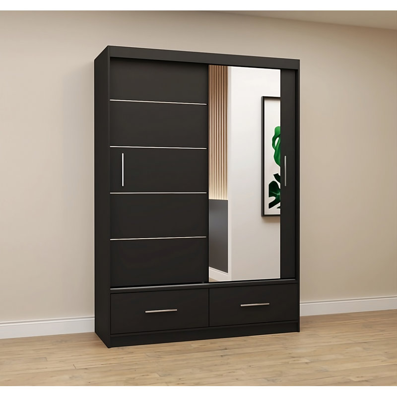Charlesa Manufactured Wood Wardrobe, Black