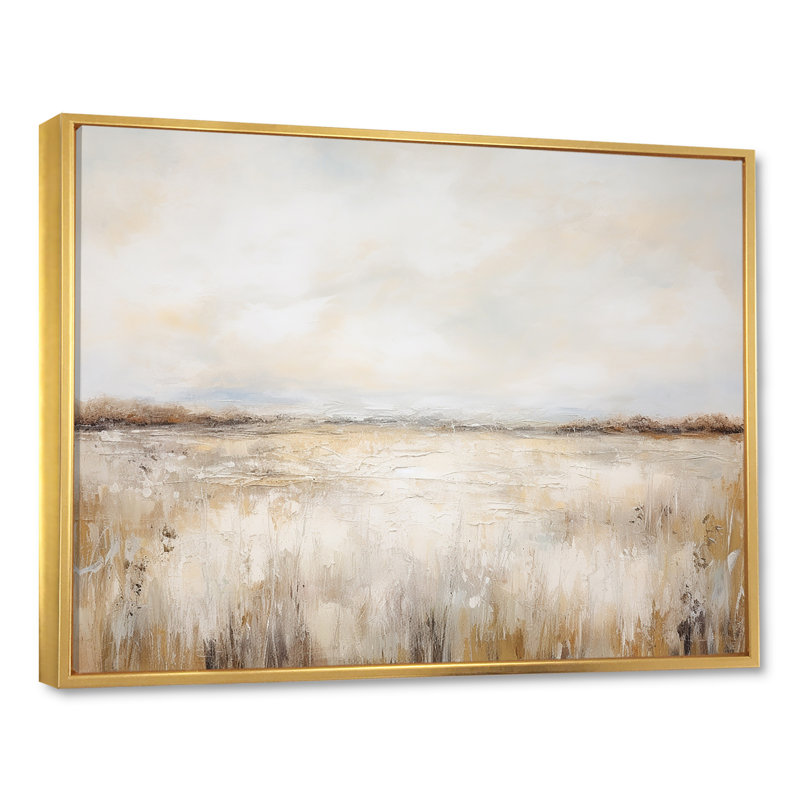 Décoration murale Pairies Minimalisme, charme de campagne I - Prairies, Cadre flottant doré, H 34 po x l 44 po x P 1,5 po