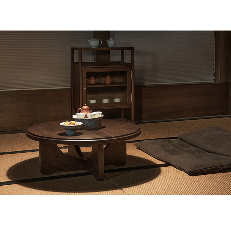 Table tatami décontractée ronde en bois massif