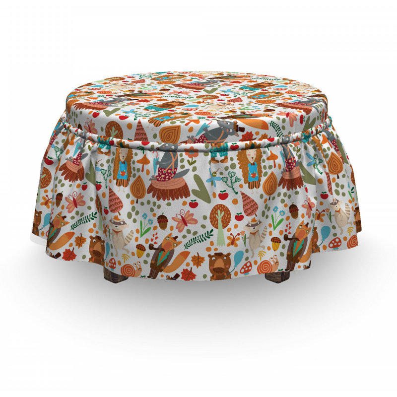 Housse pour repose-pieds forest feuillage animaux