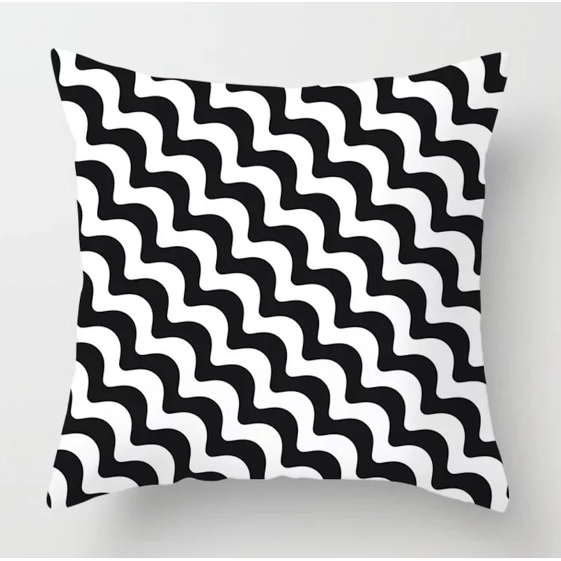 Kearna Black/White Throw Pillow Cover, Groovy Wavy