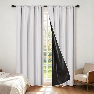  Rideaux occultant moderne en polyester simple, 100% bloquant la lumière avec doublure, 2 panneaux, pour la cuisine du salon, de la chambre à coucher et du bureau