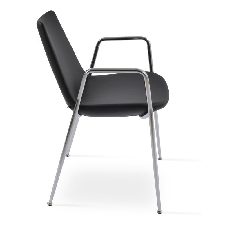 Chaise rembourrée Eiffel, Chrome, Rouge foncé