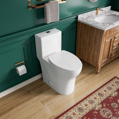 Toilette monobloc à jupe, allongée, hauteur ADA, 19 po, double chasse d'eau 1,1/1,6 gal, pour personnes âgées, chasse d'eau Tornado blanche, entraxe de 12 po