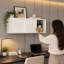 Armoire de rangement murale moderne blanche de 13 po de hauteur, portes coulissantes-123514767