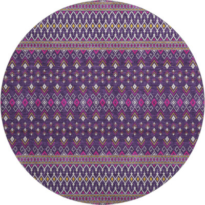 Premium Machine Washable Prisco Purple Rug