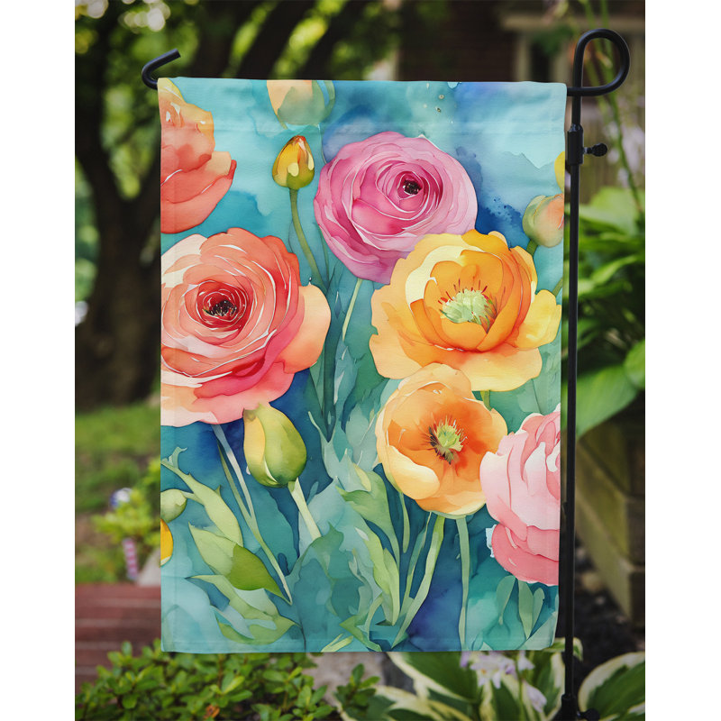 Renoncule dans un drapeau de jardin à l'aquarelle