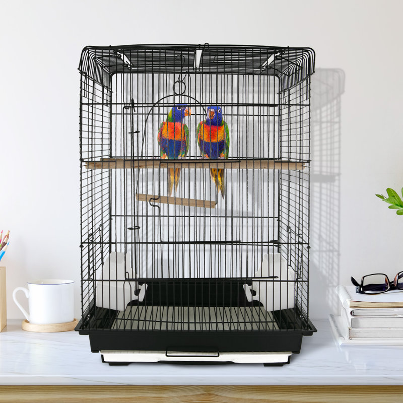 Cage à oiseaux pour perruches en acier avec aire de jeu convertible sur le dessus et poignées Cairns
