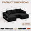 Canapé d'angle modulaire Cloud Compression 95 po sans os avec 2 poufs, canapé contemporain en velours côtelé moelleux en forme de U avec assise profonde, aucun assemblage requis pour le salon-2130373870