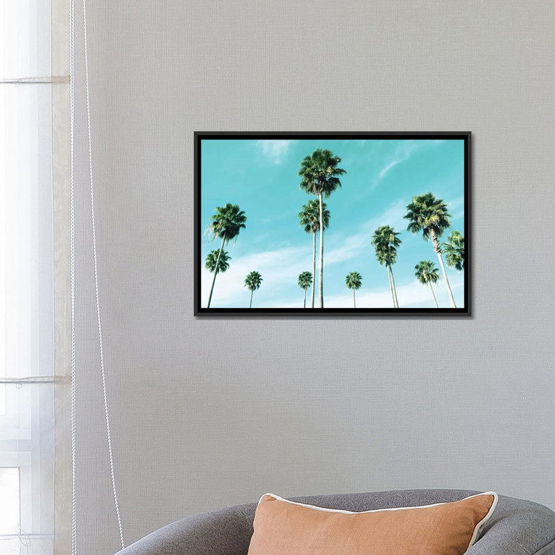 «East Coast Palms», impression sur toile, H 18 po x l 26 po x P 1,5 po, Toile avec cadre flottant noir, Pas de tapis