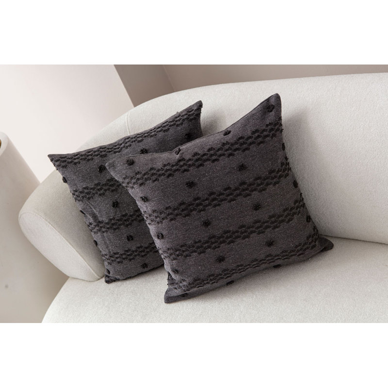 Elegant Black Cushion Cover Set (2 Pieces), 16.9 x 16.9 Inches | 100% Polyester, Durable Fabric, Machine Washable | Perfect for Living Room, Bedroom Decor & Comfortable Home Styling