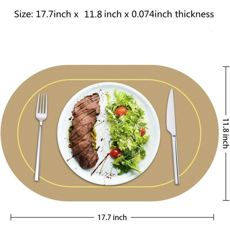 Reversible Placemats For Dining Table - Set Of 6, Gray & Tan