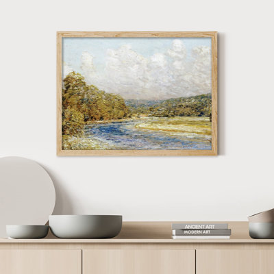 «Pastel Green Mountain River Lake» sur papier