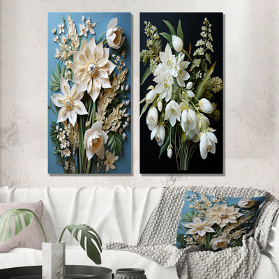 «Snowdrops Minimalisme Dream - Snowdrops», ensemble de 2 reproductions d'art en métal