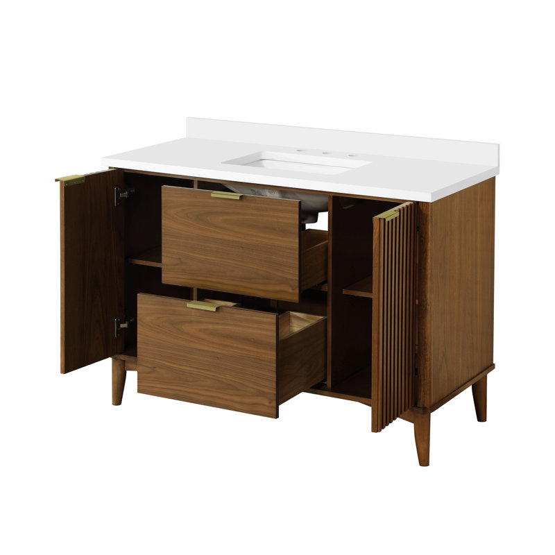 Meuble-lavabo simple avec plateau 47,99 Leileen, Brun, Or brossé