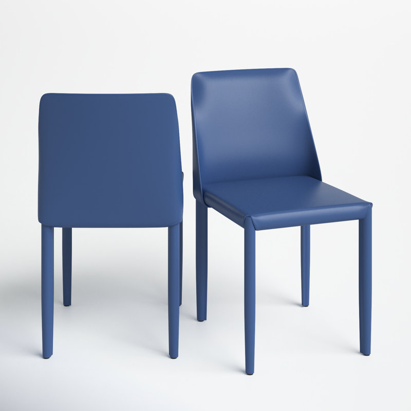 Chaise rembourrée en cuir Rebbeca Bridle, Bleu