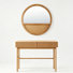 2‑Piece Darthie Fluted Solid Wood Console Table & Brandy Round Rattan Wall Mirror Set