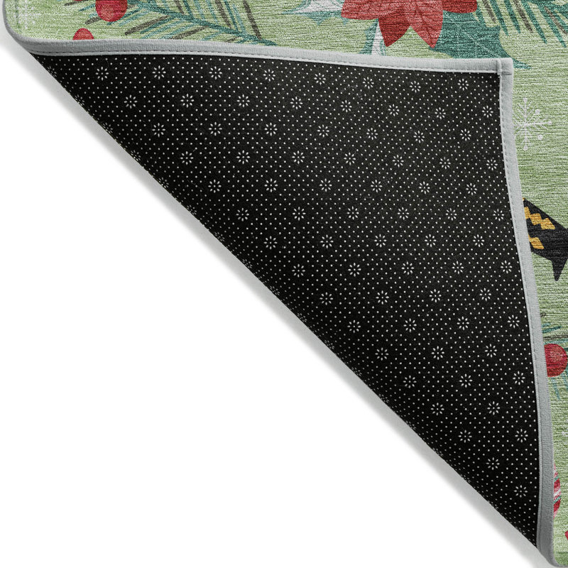 Tapis de Noël casse-noisette intérieur / extérieur lavable à la machine Xhevrie Aloe, Rond 8 pi