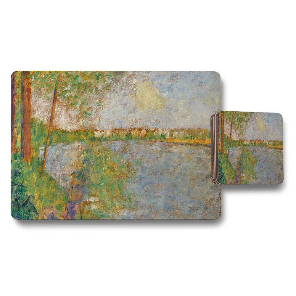 Impressionist River Landscape Placemat And Coaster Set